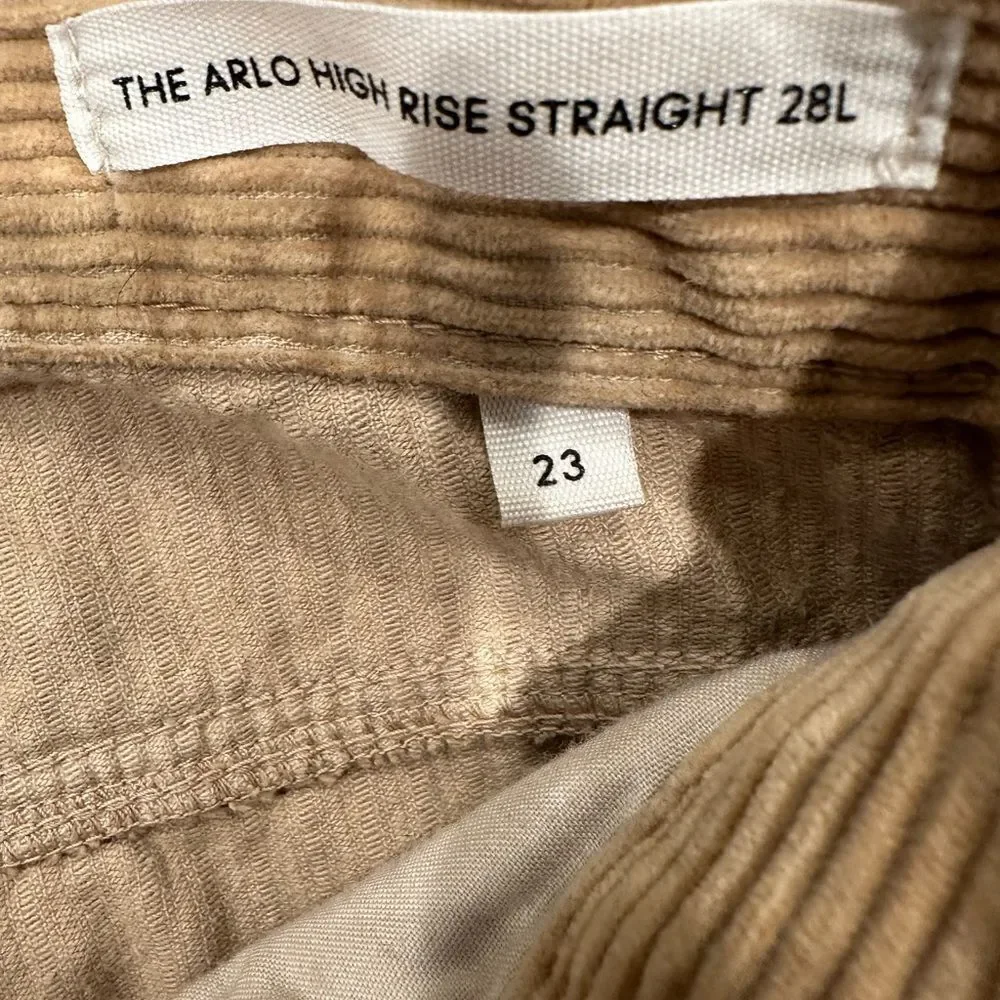 Denim forum the arlo high rise straight corduroy tan